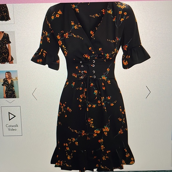 Black floral corset swing dress - Picture 3 of 3